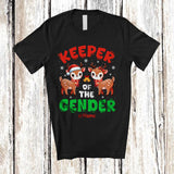 MacnyStore - Personalized Keeper Of The Gender; Amazing Christmas Custom Name Two Reindeers; Gender Reveal T-Shirt