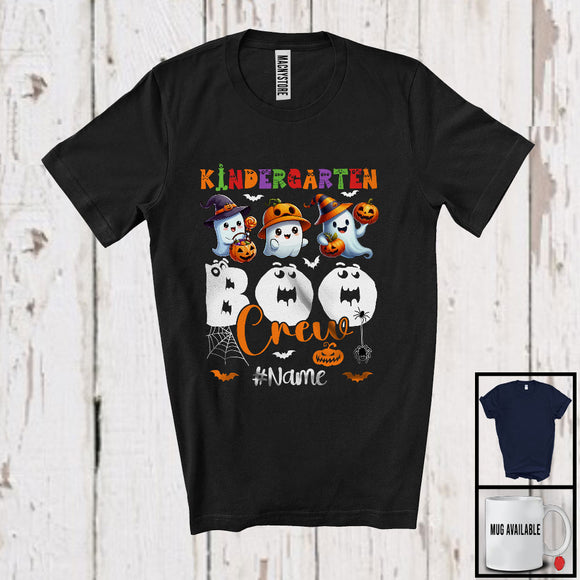 MacnyStore - Personalized Kindergarten Boo Crew; Lovely Halloween Ghost; Custom Name Students Teacher T-Shirt