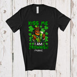 MacnyStore - Personalized Kiss Me I'm Brownish; Joyful St. Patrick's Day Custom Name Afro Leprechaun Beer T-Shirt