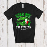MacnyStore - Personalized Kiss me I'm Italian; Amazing St. Patrick's Day Lips; Custom Name Italian Flag Family T-Shirt
