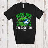 MacnyStore - Personalized Kiss me I'm Scottish; Amazing St. Patrick's Day Lips; Custom Name Scottish Flag Family T-Shirt