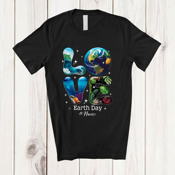 MacnyStore - Personalized LOVE Earth Day 2025; Amazing Custom Name Restore Earth Sea Art Save the Planet T-Shirt