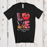 MacnyStore - Personalized LOVE Lunch Lady; Lovely Valentine Hearts Leopard; Custom Name Lunch Lady Jobs T-Shirt