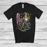 MacnyStore - Personalized LOVE; Adorable Mardi Gras Custom Name Gnome Wearing Jester Hat Mask Beads T-Shirt