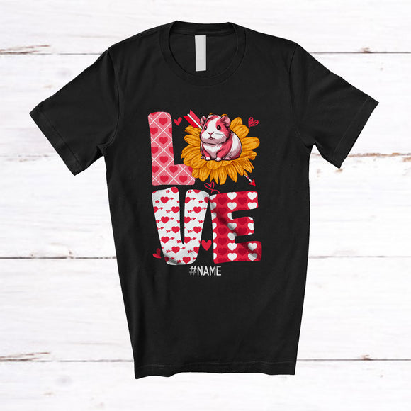 MacnyStore - Personalized LOVE; Adorable Valentine's Day Sunflower Guinea Pig; Custom Name Guinea Pig Lover T-Shirt