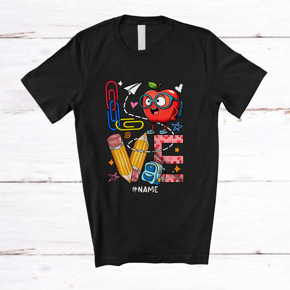 MacnyStore - Personalized LOVE; Amazing Back To School Tools Pencil Fruits; Custom Name Students Teacher T-Shirt