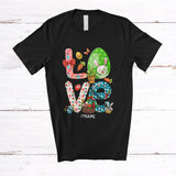 MacnyStore - Personalized LOVE; Amazing Easter Egg Basket Bunny Flowers Carrots; Custom Name Family T-Shirt