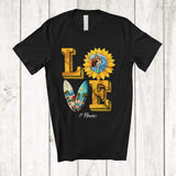MacnyStore - Personalized LOVE; Amazing Sunflowers Custom Name Surfing; Outdoor Activities Surfer T-Shirt