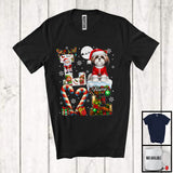 MacnyStore - Personalized LOVE, Awesome Christmas Custom Name Shih Tzu Santa, Candy Cane Plaid Animal T-Shirt