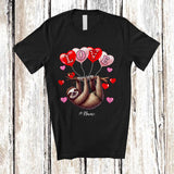 MacnyStore - Personalized LOVE; Fantastic Valentine's Day Hearts Custom Name Sloth Lover; Couple Family T-Shirt
