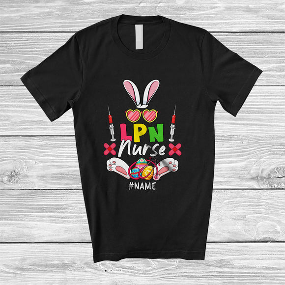 MacnyStore - Personalized LPN Nurse; Adorable Easter Custom Name Nurse Nursing; Bunny Ears Family Group T-Shirt