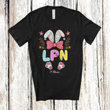 MacnyStore - Personalized LPN; Lovely Bunny Egg Hunt Flowers; Custom Name Nurse Nursing Jobs Family T-Shirt