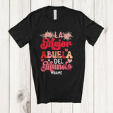 MacnyStore - Personalized La Mejor Abuela del Mundo; Floral Mother's Day Custom Name Hispanic Family T-Shirt