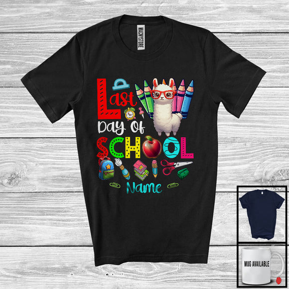 MacnyStore - Personalized Last Day Of School, Happy Summer Vacation Custom Name Llama, Students Teacher T-Shirt