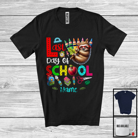 MacnyStore - Personalized Last Day Of School, Happy Summer Vacation Custom Name Sloth, Students Teacher T-Shirt