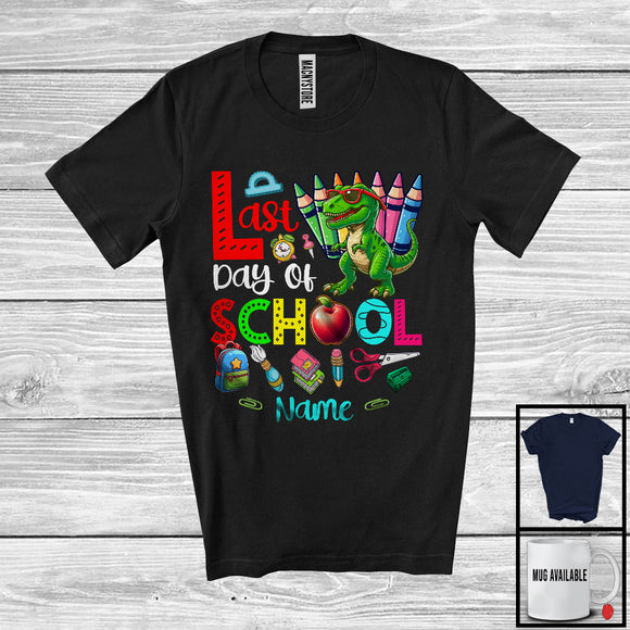 MacnyStore - Personalized Last Day Of School, Happy Summer Vacation Custom Name T-Rex, Students Teacher T-Shirt