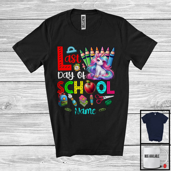 MacnyStore - Personalized Last Day Of School, Happy Summer Vacation Custom Name Unicorn, Students Teacher T-Shirt