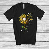 MacnyStore - Personalized Leopard Sunflower With Tools Dental; Lovely Flowers Custom Name Women Family T-Shirt