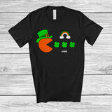 MacnyStore - Personalized Leprechaun Eating Shamrock; Humorous St. Patrick's Day Video Games; Custom Name Gamer T-Shirt