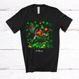 MacnyStore - Personalized Leprechaun Playing Basketball; Joyful St. Patrick's Day Shamrock; Custom Name Player T-Shirt