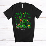 MacnyStore - Personalized Leprechaun Playing Petanque; Joyful St. Patrick's Day Shamrock; Custom Name Player T-Shirt
