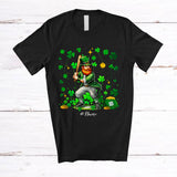 MacnyStore - Personalized Leprechaun Playing Softball; Joyful St. Patrick's Day Shamrock; Custom Name Player T-Shirt
