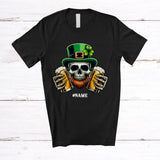 MacnyStore - Personalized Leprechaun Skull Drinking Beer; Joyful St. Patrick's Day Custom Name Drunker T-Shirt