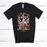 MacnyStore - Personalized Let Me Tell You About My Jesus; Lovely Easter Leopard Cross; Custom Name Family T-Shirt
