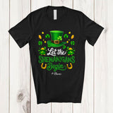 MacnyStore - Personalized Let Shenanigans Begin; Joyful St. Patrick's Day Custom Name Leprechaun Hat Shamrock T-Shirt