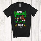 MacnyStore - Personalized Let Shenanigans Begin; Joyful St. Patrick's Day Irish Flag; Custom Name Badminton Player T-Shirt