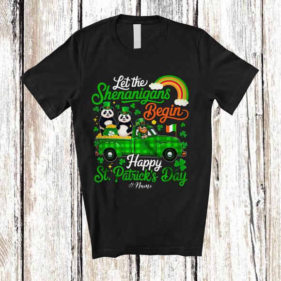 MacnyStore - Personalized Let The Shenanigans Begin; Lovely St. Patrick's Day Custom Name Panda On Pickup T-Shirt