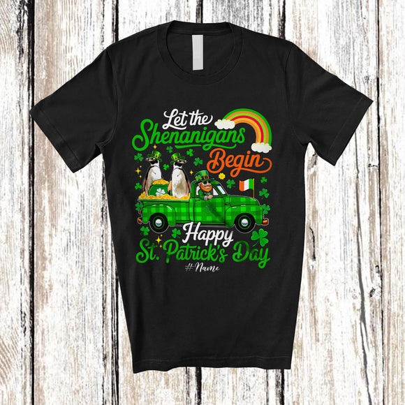 MacnyStore - Personalized Let The Shenanigans Begin; Lovely St. Patrick's Day Custom Name Penguin On Pickup T-Shirt