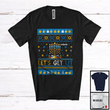 MacnyStore - Personalized Let's Get Lit; Awesome Hanukkah Sweater Custom Name Family; Menorah Lights Dreidel T-Shirt