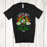 MacnyStore - Personalized Let's Get Shamrocked; Joyful St Patrick's Day Custom Name Gnome Drinking; Rainbow T-Shirt