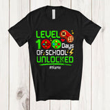 MacnyStore - Personalized Level 100 Days Of School Unlocked; Joyful Custom Name Gamer; Video Games T-Shirt