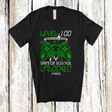 MacnyStore - Personalized Level 100 Days Of School Unlocked; Lovely Custom Name Gamer Boys; Gaming T-Shirt