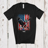 MacnyStore - Personalized Liberty Riding Eagle; Lovely 4th Of July Vintage US Flag; Custom Name Patriotic T-Shirt
