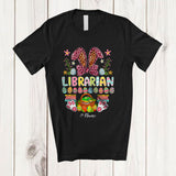 MacnyStore - Personalized Librarian; Proud Easter Flowers Leopard Bunny; Custom Name Librarian Family T-Shirt