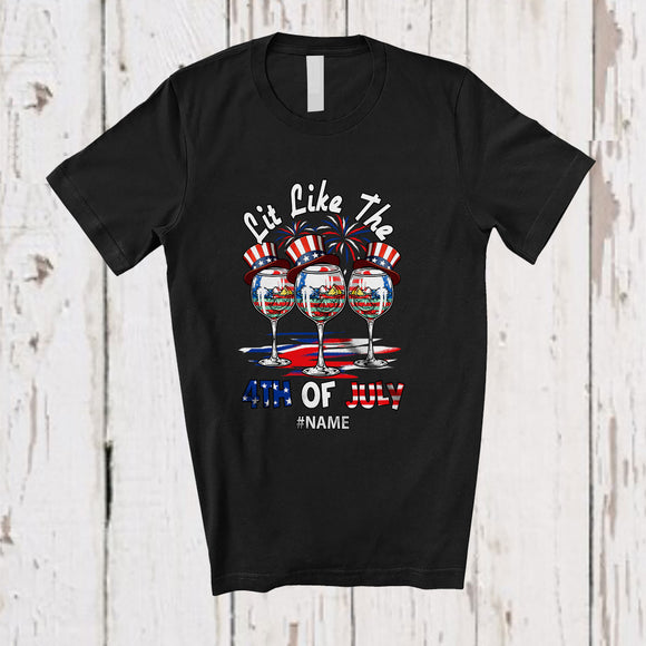 MacnyStore - Personalized Lit Like The 4th of July; Funny Three Gin Glasses Drinking Patriotic Lover T-Shirt