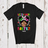 MacnyStore - Personalized Little Miss Easter; Lovely Custom Name Afro Messy Bun Hair Bunny; Family T-Shirt