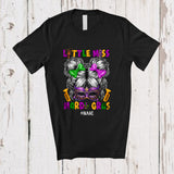 MacnyStore - Personalized Little Miss Mardi Gras; Lovely Custom Name Messy Bun Hair Mask; Parades T-Shirt