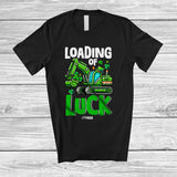MacnyStore - Personalized Loading Of Luck; Fantastic St. Patrick's Day Custom Name Excavator Driver; Shamrock T-Shirt