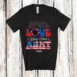 MacnyStore - Personalized Love Being Called Aunt; Cheerful 4th Of July Sunflower; Custom Name Patriotic T-Shirt