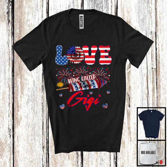 MacnyStore - Personalized Love Being Called Gigi, Proud 4th Of July USA Flag Custom Name Family, Patriotic T-Shirt