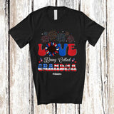 MacnyStore - Personalized Love Being Called Grandma; Cheerful 4th Of July Sunflower; Custom Name Patriotic T-Shirt