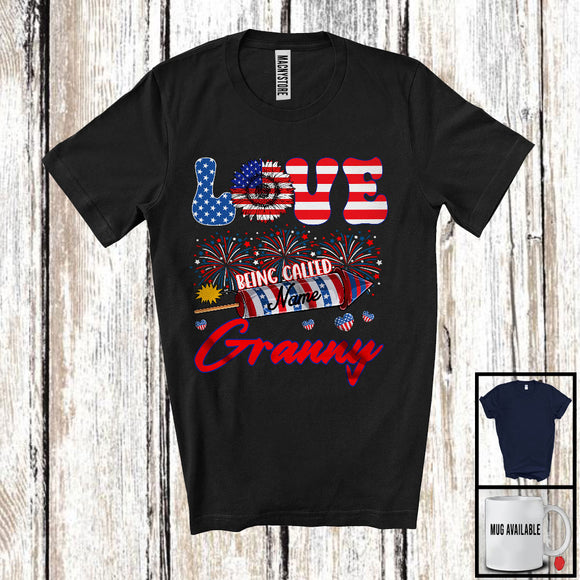 MacnyStore - Personalized Love Being Called Granny, Proud 4th Of July USA Flag Custom Name Family, Patriotic T-Shirt