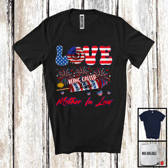 MacnyStore - Personalized Love Being Called Mother in law, Proud 4th Of July USA Flag Custom Name Family, Patriotic T-Shirt