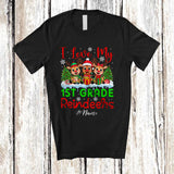 MacnyStore - Personalized Love My 1st Grade Reindeers; Lovely Christmas Custom Name Teacher Three Reindeer T-Shirt