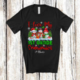 MacnyStore - Personalized Love My 1st Grade Snowmies; Lovely Christmas Custom Name Teacher Three Snowman T-Shirt