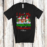 MacnyStore - Personalized Love My Kindergarten Snowmies; Lovely Christmas Custom Name Teacher Three Snowman T-Shirt